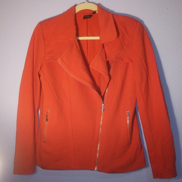 Harvest Season Hot! Orange Pumpkin Moto Jacket Rafaella Size Small EUC - Picture 2 of 6